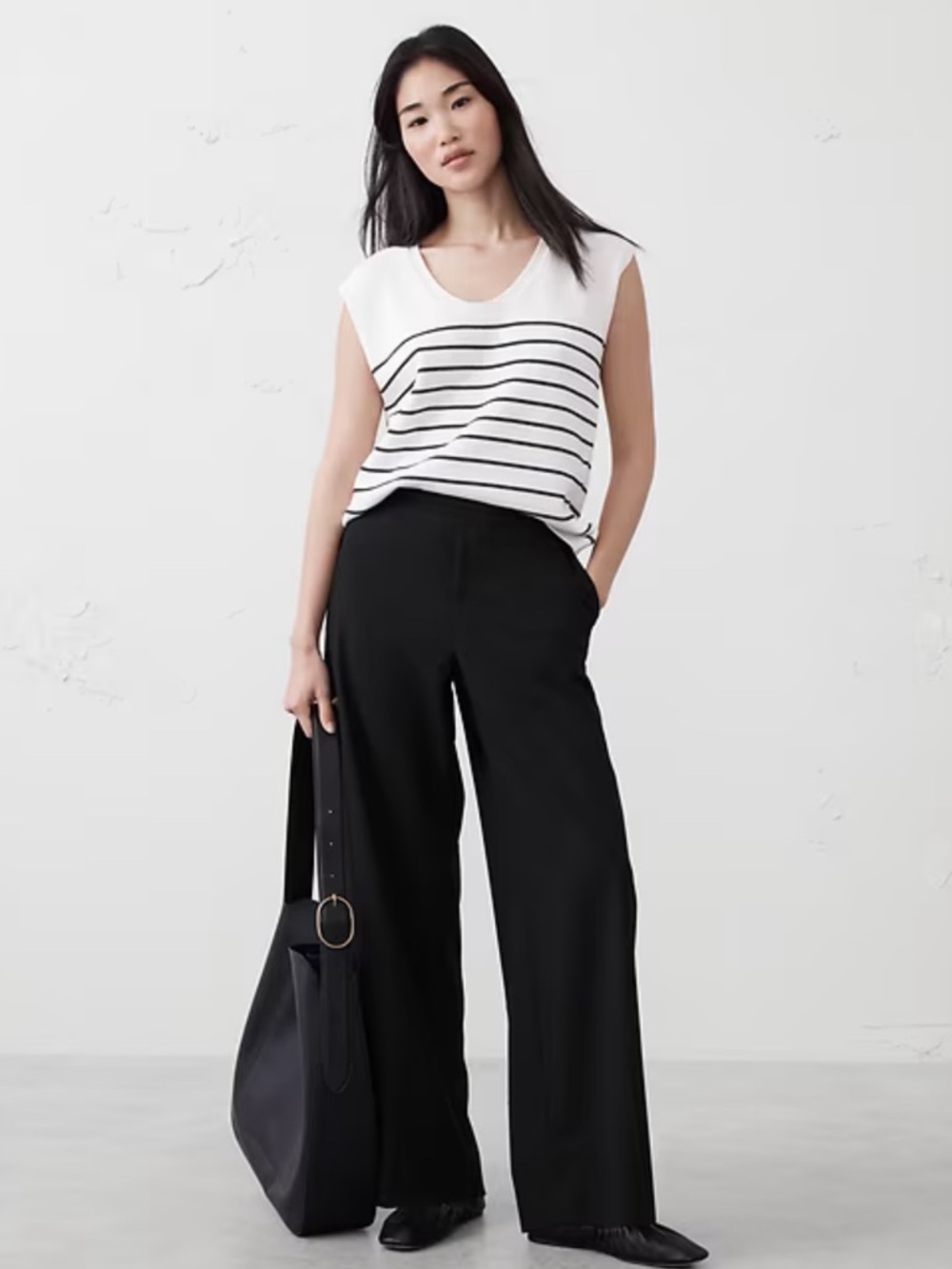 Banana republic Hayden petit Wide Leg Black Women's Trousers